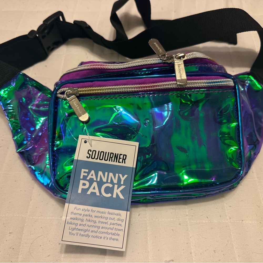Holographic Crossbody Bag - Green and Blue